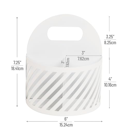 Mind Reader Round Metal Desktop Carousel Organizer with Handle, Four Compartments, Office Supplies and Accessories, Metal, White - color: White Carousel Organizer