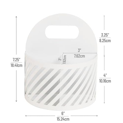 Mind Reader Round Metal Desktop Carousel Organizer with Handle, Four Compartments, Office Supplies and Accessories, Metal, White - color: White Carousel Organizer