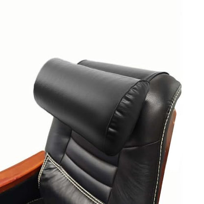 YOUFI Leather Recliner Headrest Pillow with Self-Stabilizing Weighted Base | No-adhesive Design Adjustable Filling for Head Support, Soft Large Neck Pillow for Recliner, Couch, Sofa, Chairs, Black - color: Black