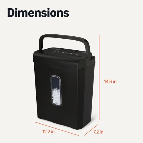 Amazon Basics 6-Sheet High Security Cross-Cut Paper and Credit Card Shredder, 3.7 Gallon, Shreds Staples, Auto Shut-Off, Compact Design for Home, Black - style: Cross Cut