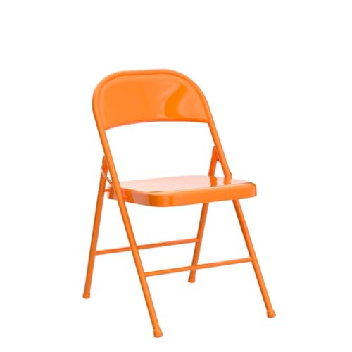 VECELO Metal Folding Chairs 4 Pack, Double Hinged Steel Frame Easy Foldable&Stackable for Office Kitchen Dinning Wedding Patio and Garden,Orange,Set of 4 - color: Orange