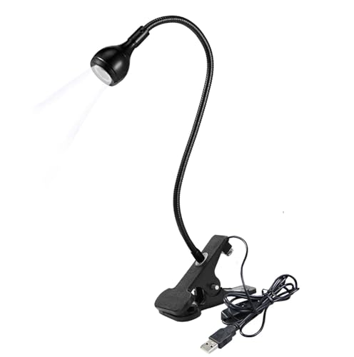 LED Desk Lamp Clip On Light,360°Flexible Gooseneck and Clamp Reading Light - color: Aa Black