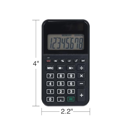Staples 8-Digit Battery & Solar Pocket Calculator, Basic, Black - size: 1 Pack, style: 8-Digit