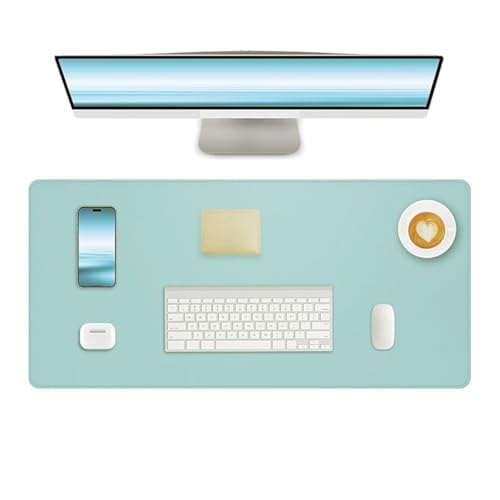 Desk Pad, Leather Non-Slip Laptop Computer Desk Keyboard Mat, Table Protector Blotter Mat, Large Mouse Pad (23.6" x 11.8")-Light Blue - color: Light Blue