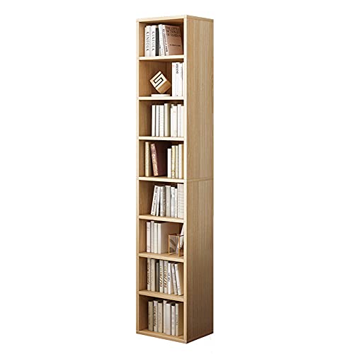IOTXY Small Narrow Corner Bookcase - 71" Tall Gap Storage Cabinet, Oak | Modern Minimalist Style, MDF Material, Adjustable Shelves, 8 Cubes Open Bookshelf, Floor Tower Rack, Space-Saving Organizer - color: Oak, size: 8-Cubes without Door