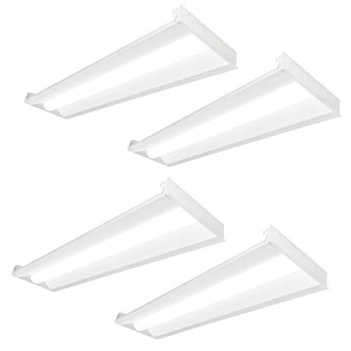 1x4 LED Troffer Drop Ceiling Lights, 20W/25W/30W-Up to 3750 Lumens, 3500K/4000K/5000K, 0-10V Dimmable, 120-277V Recessed Back-Lit Center Basket Panel, UL Listed-4PK - color: 1X4 FT, size: 4PK