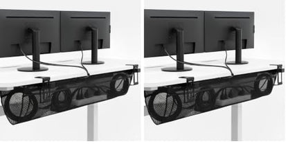 VIVO No Drill Clamp-on 44 inch Mesh Net Under Desk Cable Management Wire Organizer, Adjustable Home Office Standing Desk Cord Storage Sleeve, Black, DESK-AC44MH (Pack of 2) - size: 44" (Pack of 2)