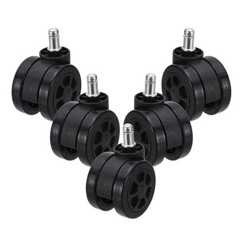 PATIKIL 3 Inch Office Chair Wheel Replacement, 5 Pack Desk Chair Wheels with 7/16" x 7/8" Quite Rolling Caster Wheels 154 Lbs Per Wheel for Wood Floors Carpet, Black - color: Black