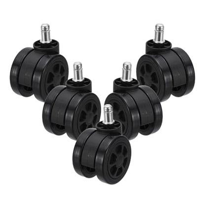 PATIKIL 3 Inch Office Chair Wheel Replacement, 5 Pack Desk Chair Wheels with 7/16" x 7/8" Quite Rolling Caster Wheels 154 Lbs Per Wheel for Wood Floors Carpet, Black - color: Black