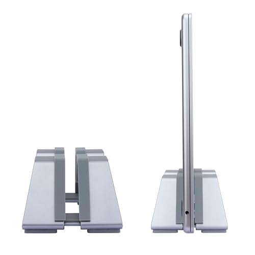Adjustable Vertical Laptop Stand - Aluminum, Universal Fit for All Laptops (10-30mm Thickness) - Fashion Design, Adjustable Width, Anti-Slip & Scratch-Resistant, Patented Design - color: Space Gray, size: 1 Slot (For 1 device)