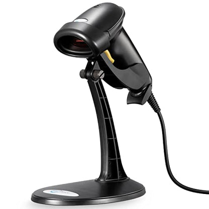 Esky Barcode Scanner with Stand, Wired Handheld Bar Code Scanner with Adjustable Stand, Automatic 1D USB Laser Scanner Support Windows/Mac/Linux for Store, Supermarket, Warehouse, Library - size: 1 Pack