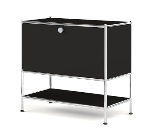 Metal Nightstand, Mid-Century Modern Bookshelf, Flap Door 27.5 | Sleek Modern Design,Space-Saving, Cube Storage Organizer, Bedside Table, Entryway Console for Home, Office, or Foyer - color: Matt Black