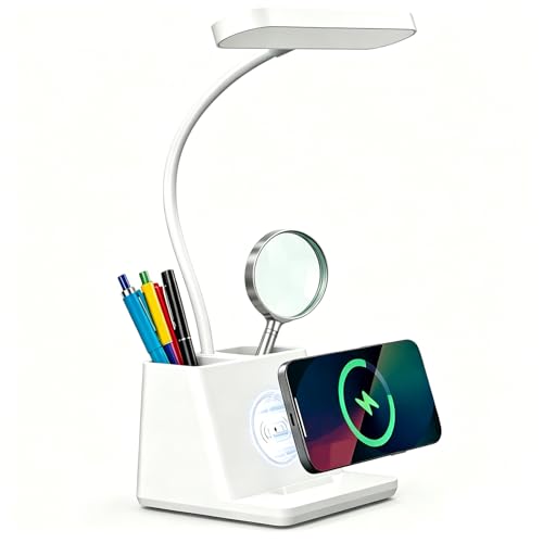 AXX Cute Small Desk Lamp with Fast Wireless Charger for College Dorm Room