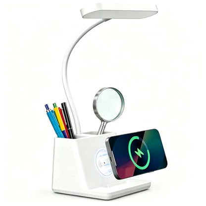 AXX Cute Small Desk Lamp with Fast Wireless Charger for College Dorm Room