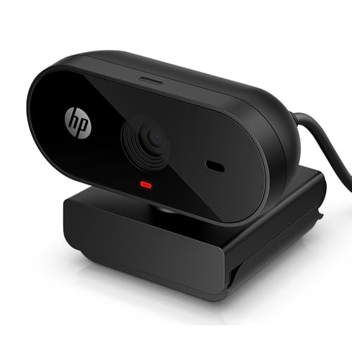 HP 320 FHD Webcam - USB-A Computer Camera with Mic & Privacy Cover - for Desktop, Laptop, & Chromebook - 1080p Resolution w/Wide FOV - Zoom & Teams Compatible - Clip Mount, Tripod Support, & Swivel