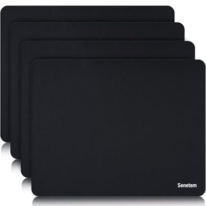 Senetem 4-Pack Mouse Pad, Smooth Gaming Mousepad, Non-Slip Black - size: 11L x 8.6W inches