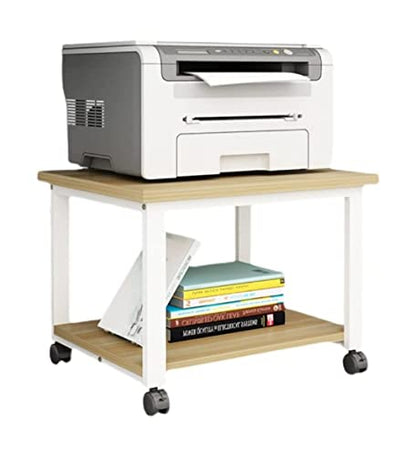 Under Desk Printer Stand, 2-Tier Mobile Machine Cart with Shelf Heavy Duty Multi-Purpose Storage Rack for Office and Home