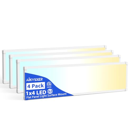 AIKVSXER 4Pack 1x4 LED Flat Panel Light, 6500LM Ultra-Bright, 30-50W White - color: White, size: 1x4ft-4P