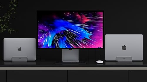 Aluminum Laptop Vertical Stand Organizer, Sturdy Laptop Computer Holder Desktop Stand Compatible with new Retina Apple MacBook Pro/Air/Neo, Mac mini & iPad Pro - Spacegrey - color: Spacegrey