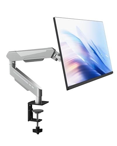 THEARK Single Monitor Desk Mount 17"-32" Screens - Adjustable Mechanical Monitor Arm Computer Monitor Stand up to 19.8 lbs,VESA Arm Desk Mount with C-Clamp and Grommet Base,VESA 75x75/100x100mm,Silver - color: Silver