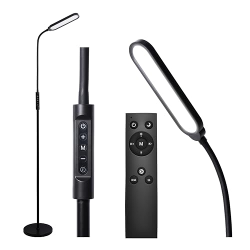 CRI95+ Floor Lamps for Living Room, 18W 3000LM Standing Lamp with 3 Color Temps, Gooseneck Adjustable Dimmable Lamp with Remote, Touch Control for Bedroom, Office, Tattoo Light