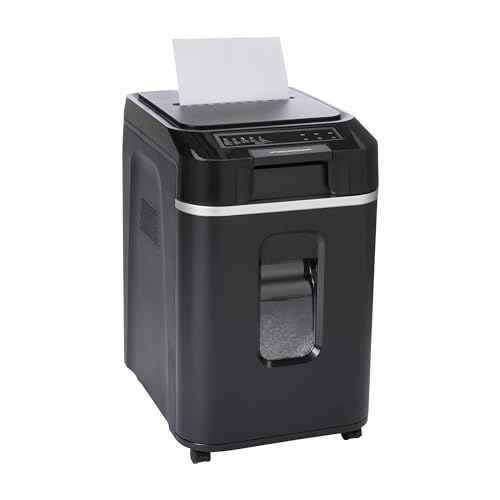 Amazon Basics 200-Sheet Auto Feed Cross-Cut Paper Shredder, High Security P-4, Anti-Jam, 8.5 Gallon Pullout Bin, Black - color: Black, size: 200 Sheet