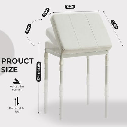 Adjustable Ottoman Pouf Footrest, 60 Degree Tilt, Beige | 4-Height, 28 Positions, Iron frame, Foam Cushion, 15.74 x 11.81 x 13.34 in, Under Desk, Living room, Home Office - color: Beige