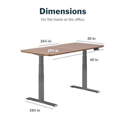 Vari Classic Electric Standing Desk – 60x30 – Walnut/Slate - color: Walnut Top / Slate Legs, size: 60 in x 30 in