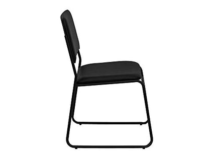 Flash Furniture HERCULES Series 500 lb. Capacity High Density Black Vinyl Stacking Chair with Sled Base | Vinyl Upholstery, 500 LBS. Weight Capacity - color: Black Vinyl/Black Frame, size: Set of 1