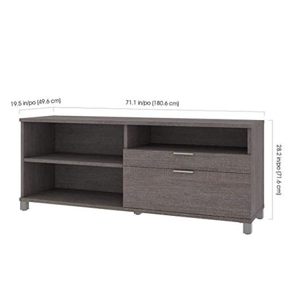 Bestar Pro-Linea 72W Credenza with 2 Drawers in bark Grey