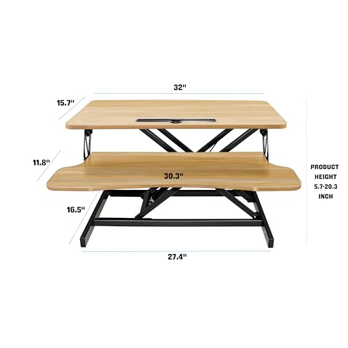 Height Adjustable Sit Stand Desk Converter, Dual Monitor and Laptop Workstation with Wide Keyboard Tray, Standing Computer Desk for Home Office, Small Desk, Study Table, Craft Table,A8