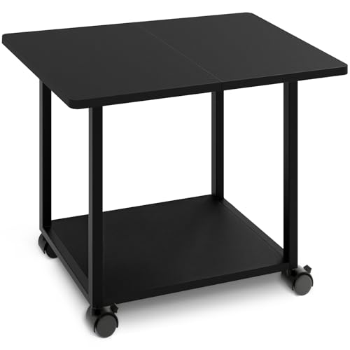 MARTY 22"x15.75" Large Under Desk Printer Stand with Storage Shelf 2-Tier Rolling Printer Cart with Wheels Printer Table for Home Office Heavy Duty Storage Rack for Scanner Fax Machine, Black - color: Black