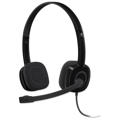Logitech 3.5 mm Analog Stereo Headset H151 with Boom Microphone (981-000587) Plus Bonus USB Extenders