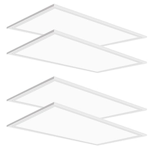 4 Pack 2x4 LED Flat Panel Light Drop Ceiling Office Fixture, 7800LM Daylight 2x4 LED Light Fixture, 5000K 2x4 Recessed Drop Ceiling Lights, 0-10V Dimmable Lay in Fixture for Office Kitchen, ETL Listed - size: 4pack-2x4 led panel light