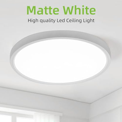 hykolity 12 Inch Selectable CCT LED Round Flat Panel Light,2 Pack | 24W 3000K/4000K/5000K, Edge-Lit Flush Mount Ceiling Light Fixture for Kitchen, Bedroom, Laundry and Closet Room,White - color: White, size: 12 inch