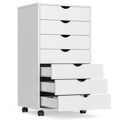 OLIXIS 7-Drawer Rolling File Cabinet, Printer Stand with Office Storage - color: White, size: 7 Drawer
