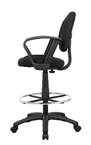 Boss Office Products Ergonomic Works Drafting Chair with Loop Arms in Black, Mid-Back - color: Black, style: Loop Arms