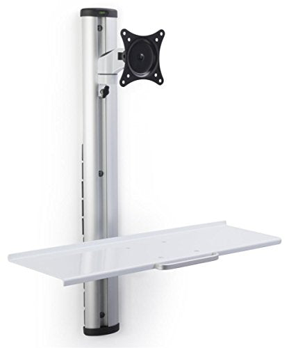 Displays2go Adjustable Monitor Display for Wall Mounting, Silver, White | Adjustable Height, Aluminum Build, VMSSWWM27 - color: Silver