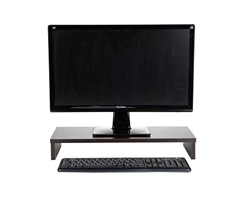 Mind Reader Monitor Stand, Laptop Riser, Desktop Organizer, Keyboard Storage, Office, Wood, 21"L x 9.5"W x 3.25"H, Brown - color: Brown, size: Single