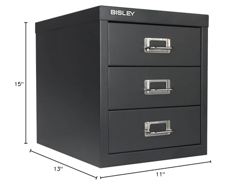 Bisley 3-Drawer Steel MultiDrawer Cabinet - Anthracite Grey - color: Anthracite Grey, size: 3 Drawer