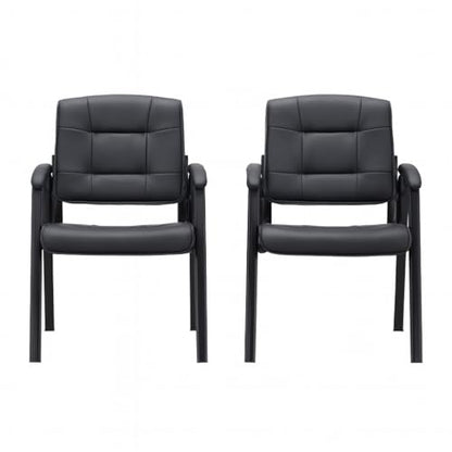 Naomi Home Faux Leather Guest Reception Chair with Armrests - Black | Reception Chairs with Armrests for Lobby , Medical Waiting Room, or Conference Room Seating, Black Set of 2 Upholstery - color: Black, Faux Leather, style: Set of 2