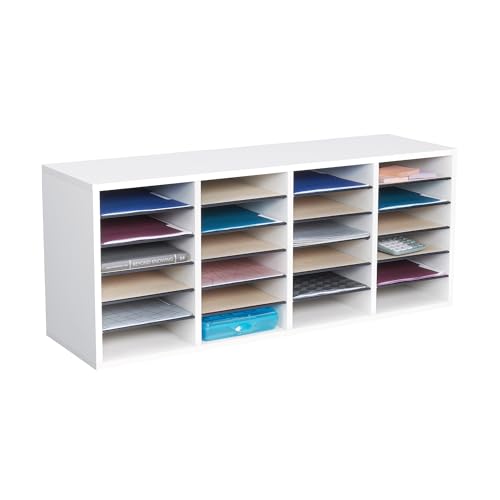 Safco Literature Organizer, 36 Compartments, Office and Classroom Mailbox with Adjustable Shelves, Wood Paper and Mail Sorter, Medium Oak