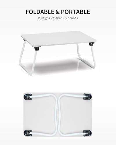 Ruxury Foldable Lap Desk Laptop Stand Bed Desk Table Tray, Breakfast Serving Tray, Portable & Lightweight Mini Table, Lap Tablet Desk for Sofa Couch Floor - White - color: White