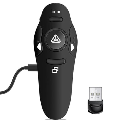 Rechargeable Presentation Clicker Wireless Presenter Remote USB Control | Clicker for powerpoint Presentations, RF 2.4GHz Presenter Remote Slide Advancer for Computer/Laptop/Mac/Keynote - color: A1-Red