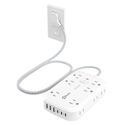 3FT Flat Multi Plug Extender 12 AC Outlets with 6 USB Wall Charger(3 USB C) - size: 3 FT, style: 12AC+3U3C