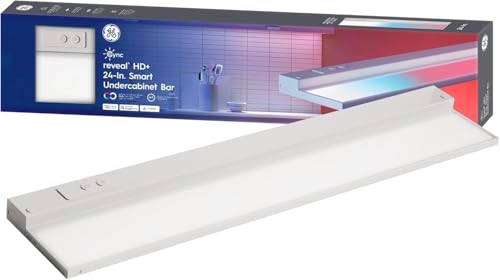 GE CYNC Reveal HD+ Smart LED Undercabinet Bar Light, 24 inches | Color Changing & Tunable White 2000K to 7000K, Wi-Fi, Works with Alexa & Google Home, Plug-in or Direct Wire, No Hub Required - size: 24 Inch, style: Light Bar