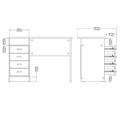 Tvilum Desk with 4 Drawers, Black Woodgrain