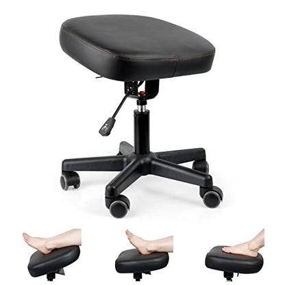 Lilithye Footrest Stool Under Desk Adjustable Height and Tilt Angle Footrest Ottoman Ergonomic Foot Stool with Wheels 360° Rolling for Home Office (New Black) - color: New Black