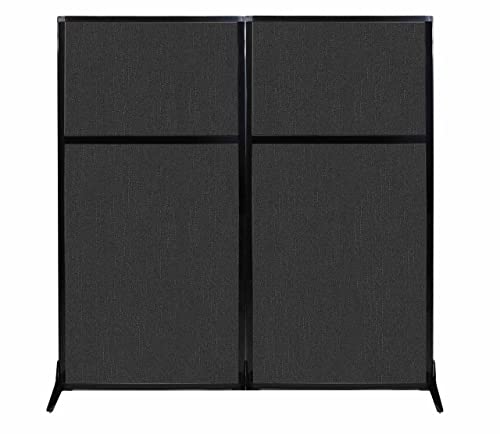 Versare Workstation Partition | Portable Wall Divider | Modern Office Cubicle | Free Standing Privacy Screen | Flexible Work Space | 66" x 70" Black Fabric Panels - color: Black, size: 66" Wide x 70" Tall Without Window