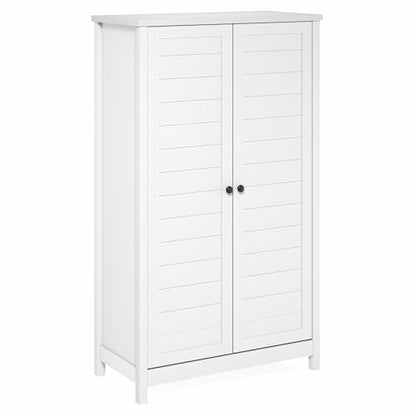 Furinno Robin Storage Cabinet, 4-Tier Pantry Cabinet with Adjustable Shelves, 35W with Louvered Doors, Kitchen Cabinet, Organization and Storage, for Pantry, Living Room, Home Office, White - size: Louvered Doors, 4-Tier